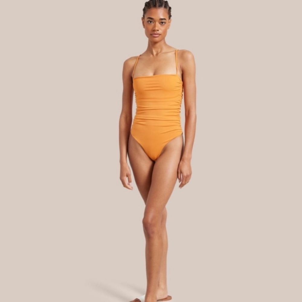 NWOT Belle the Label The Ruched Maillot One-Piece Swimsuit in Marmalade XS - Picture 6 of 10